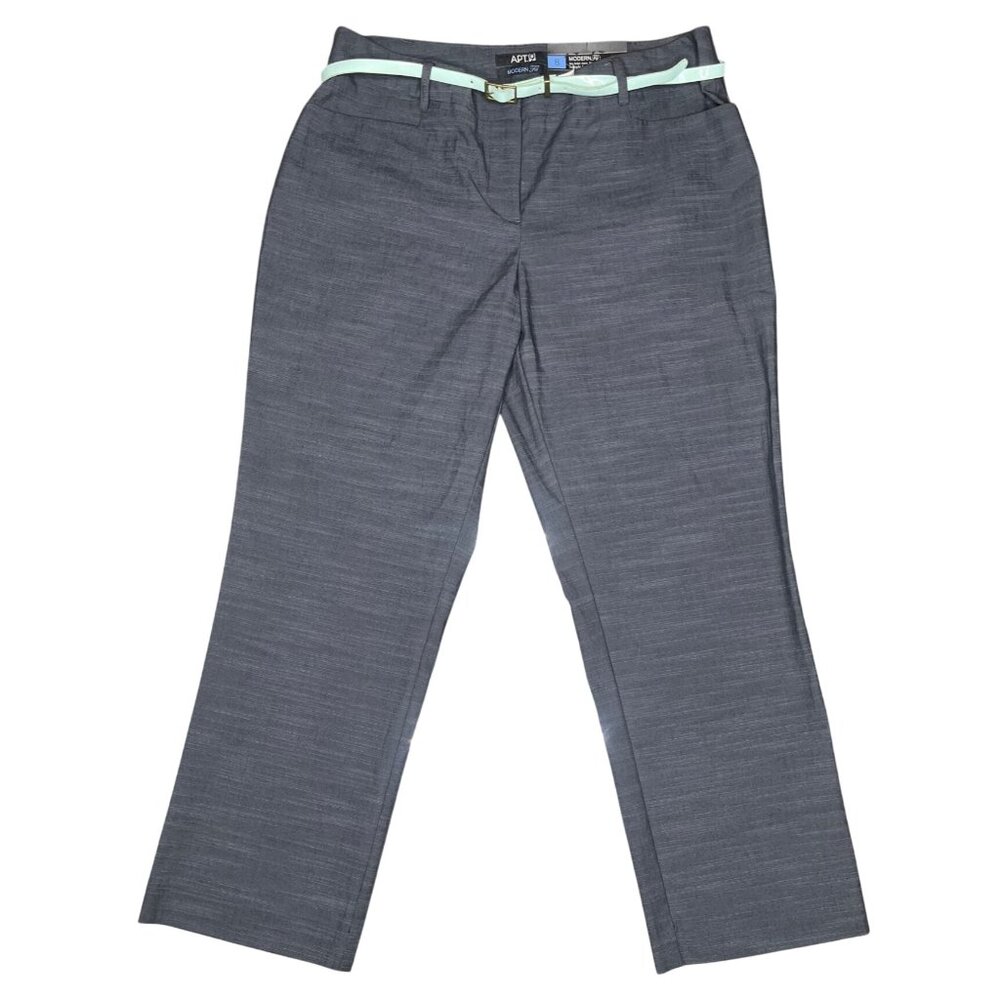 Size 8 Apt. 9 Gray Womens Modern Fit Straight Leg Capri Chopped Pants Casual